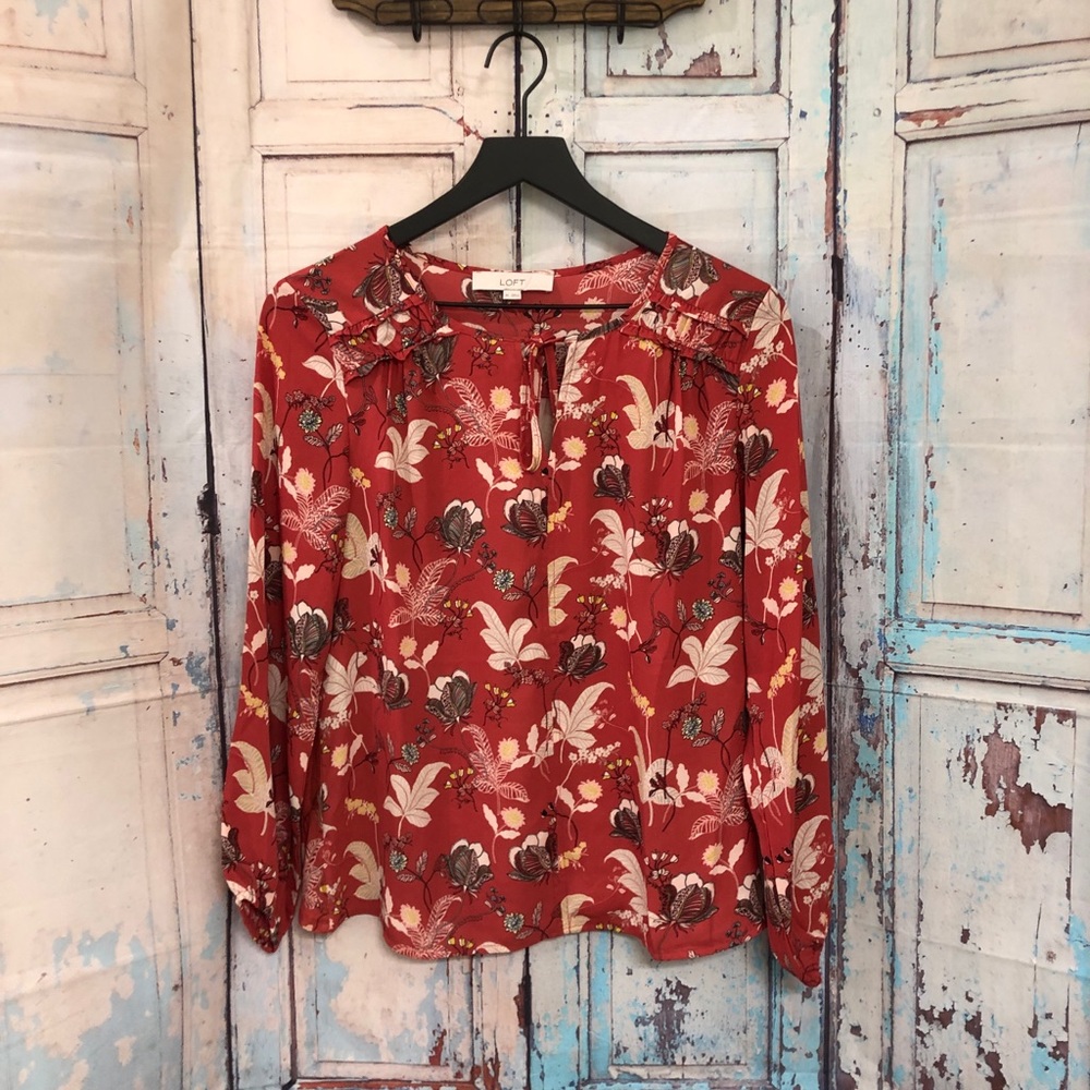 Loft floral long sleeve top size XS
